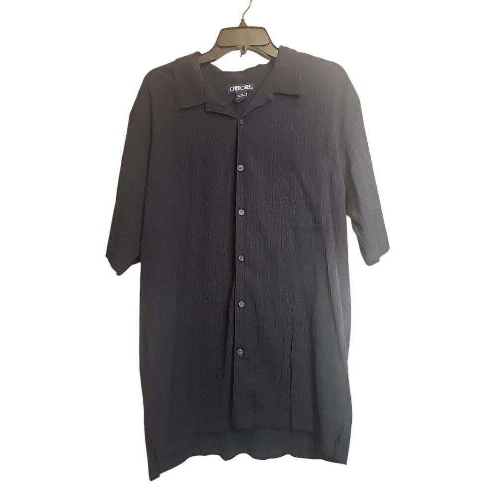 Cherokee Men’s XL Navy Blue Short Sleeve Button Down Casual Shirt